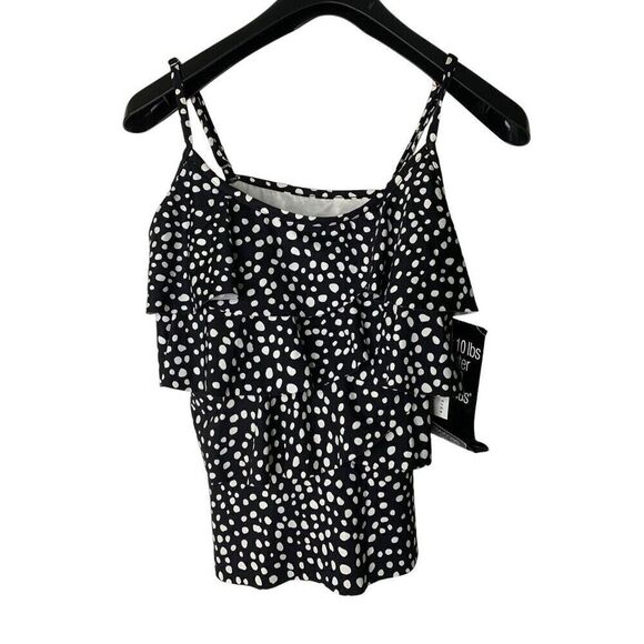Miraclesuit polka dot swim suit tank top black women's size 10 NEW WITH TAGS